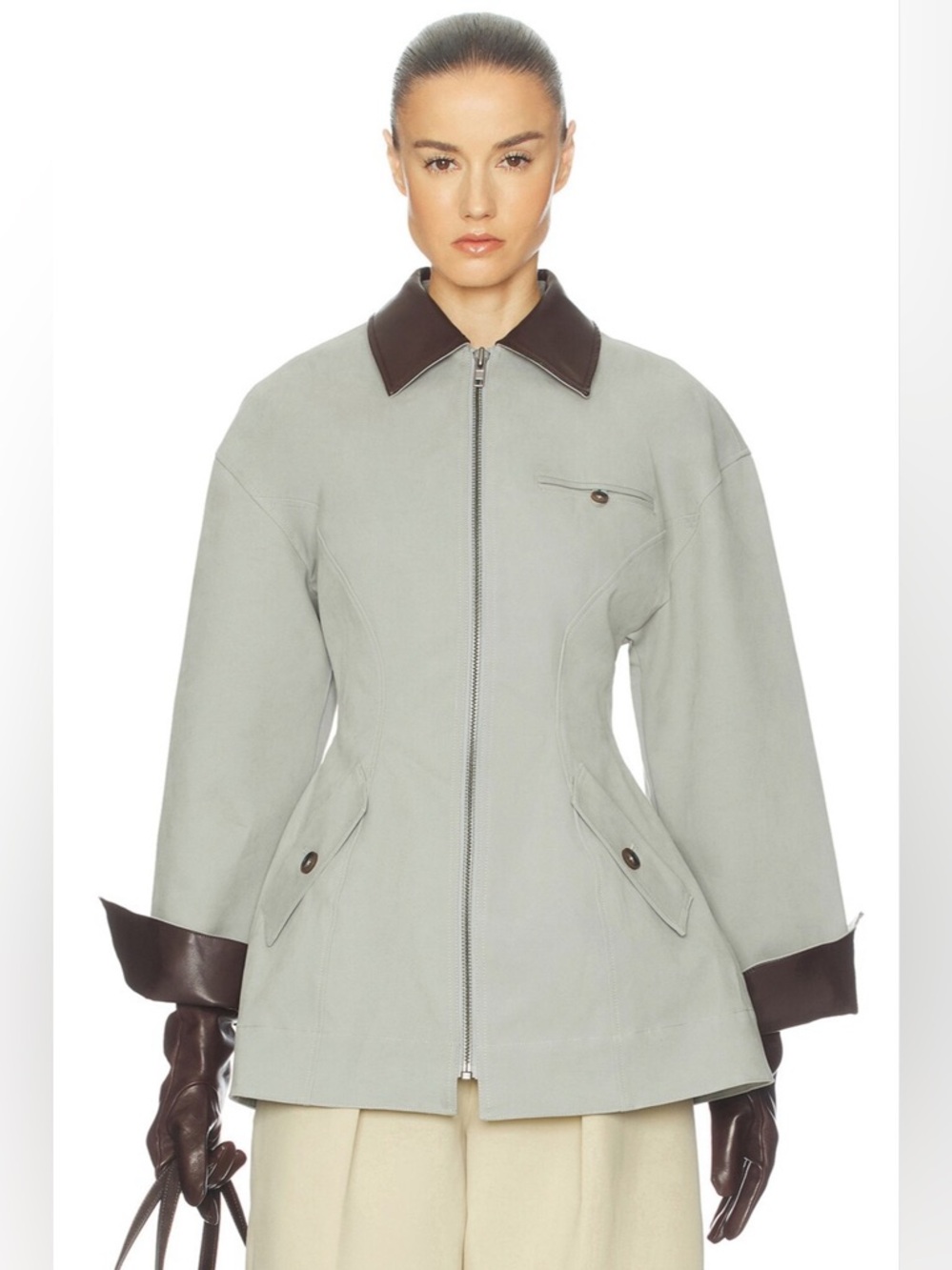Helsa The Lady Hunting Jacket with Faux Leather Collar - size M - Picture 3 of 9